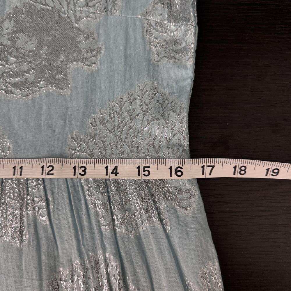 Paani Dress Womens Small Ombre Tiered Maxi Metallic Floral Boho Beachy Resort - Picture 9 of 11